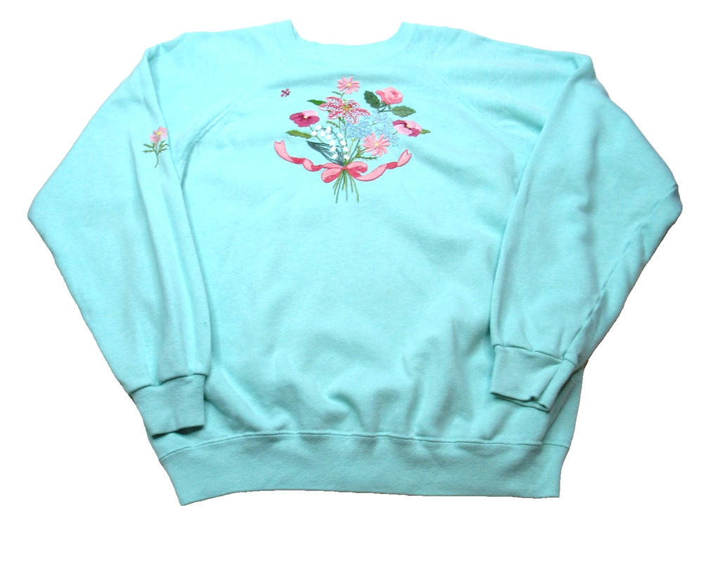 Vintage 1980s Hanes Womens Sweatshirt Large Grandma Cottagecore Fairy Kei Kawaii